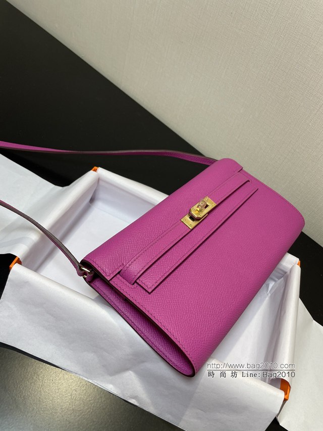 Hermes女包 愛馬仕Kelly woc小挎包 玉蘭粉epsom皮凱麗斜挎包  tdh2326